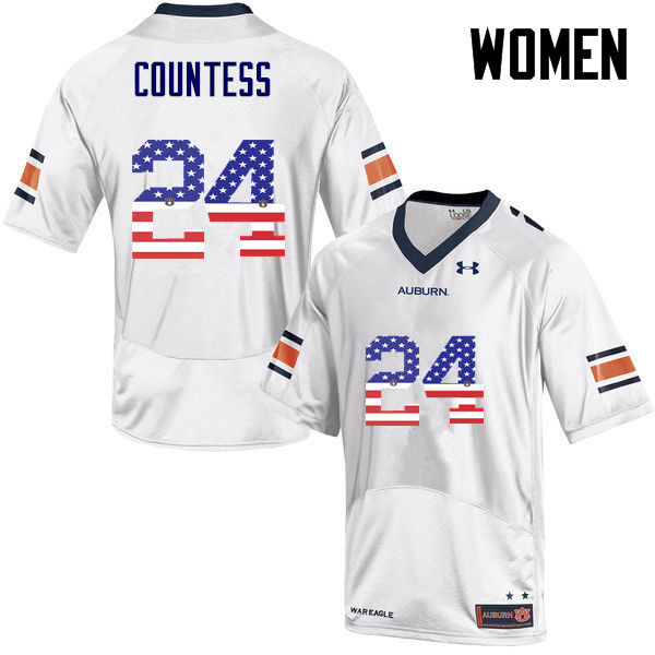 Auburn Tigers Women's Blake Countess #24 White Under Armour Stitched College USA Flag Fashion NCAA Authentic Football Jersey KCK6474IL
